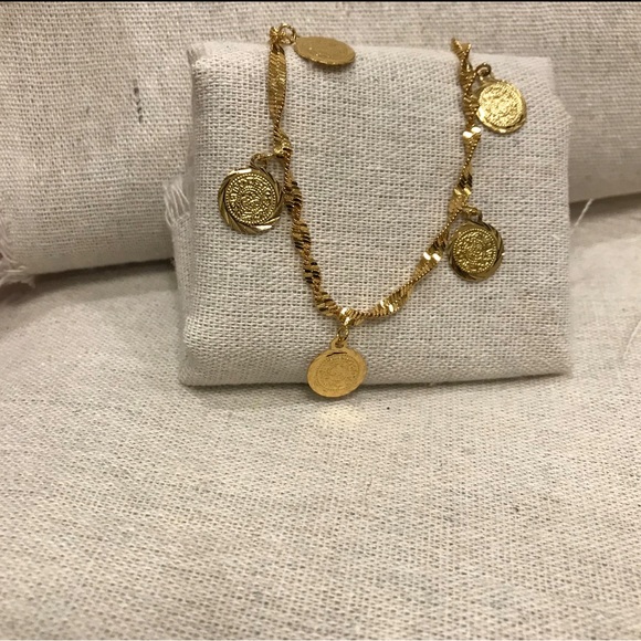 Lira charm Bracelet, Coin Bracelet, Arab/Middle East Jewelry, Gold bracelet Gift - Picture 5 of 5
